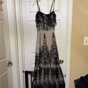Express Black and Cream Geometric Maxi Dress